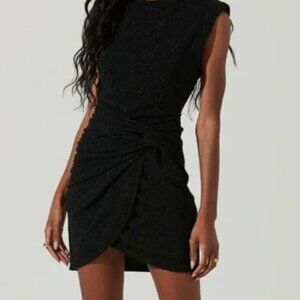 NWT!! ASTR the Label Lunette Metallic Ruched Mini Dress Sz L